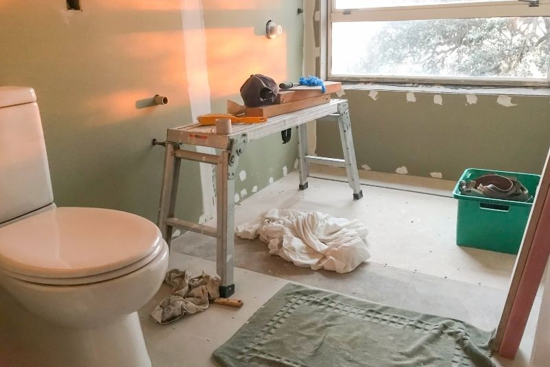 unfinished simple bathroom renovation picture in Newcastle
