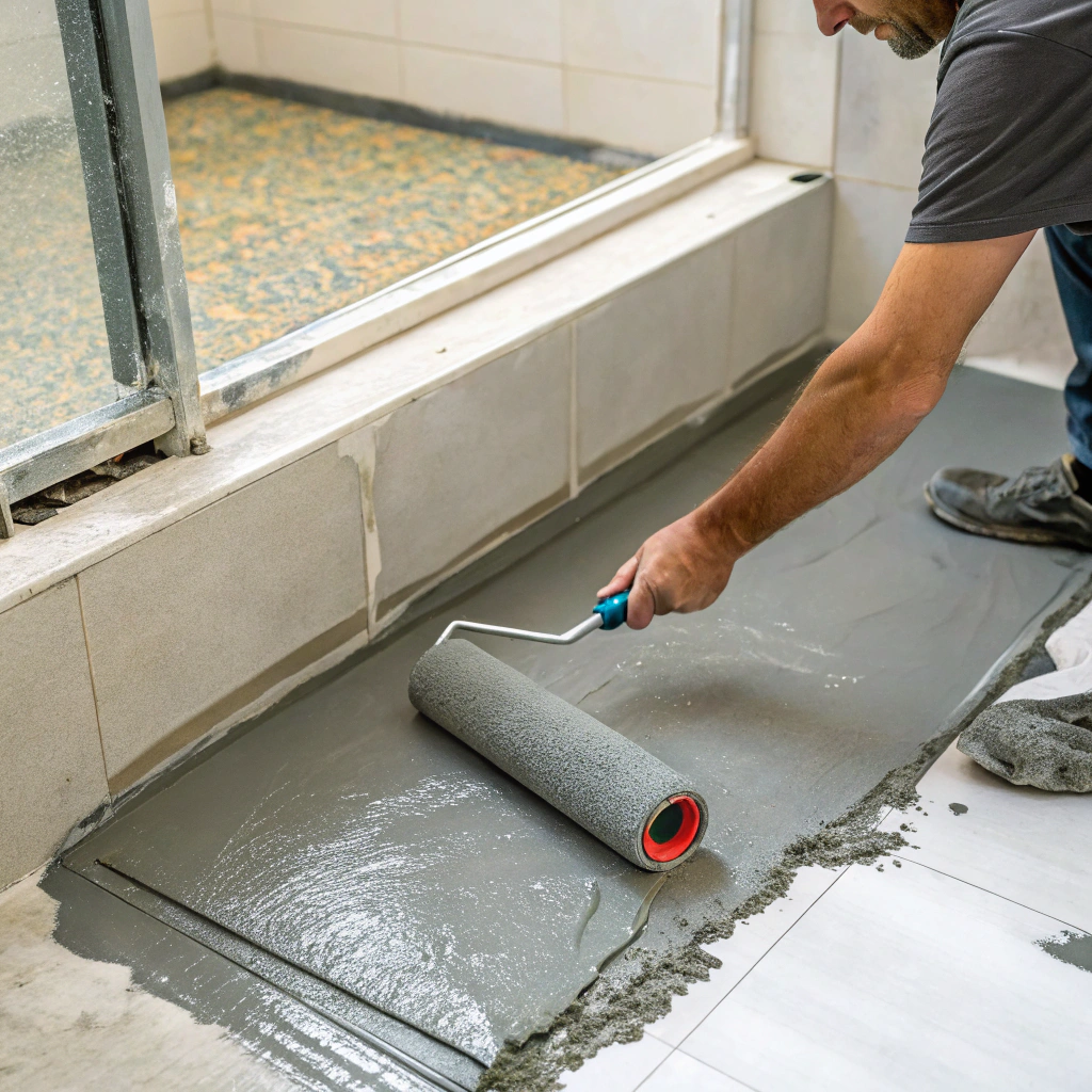 Professional waterproofing membrane installation shower base Newcastle